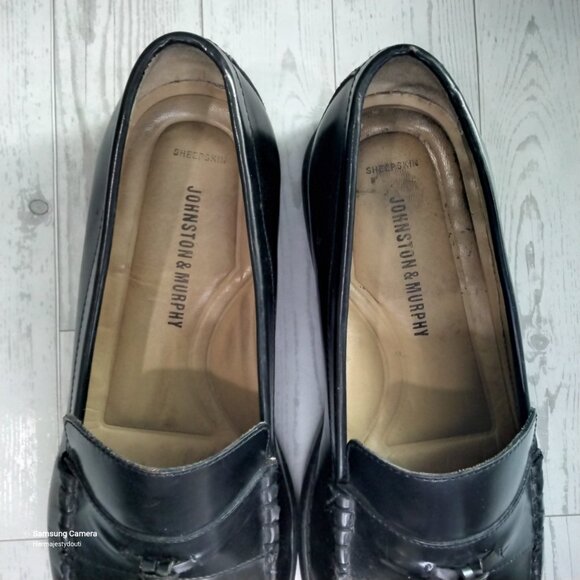 Men Johnson && Murphy Black Leather Tassel Loafers Made in Brazil 11M Worn Once - Picture 5 of 7